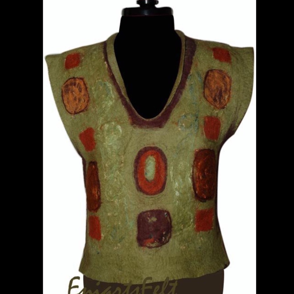 🆕🌹NUNO FELT ART TOP, VEST, CLOTHING, FELT, SHAWL